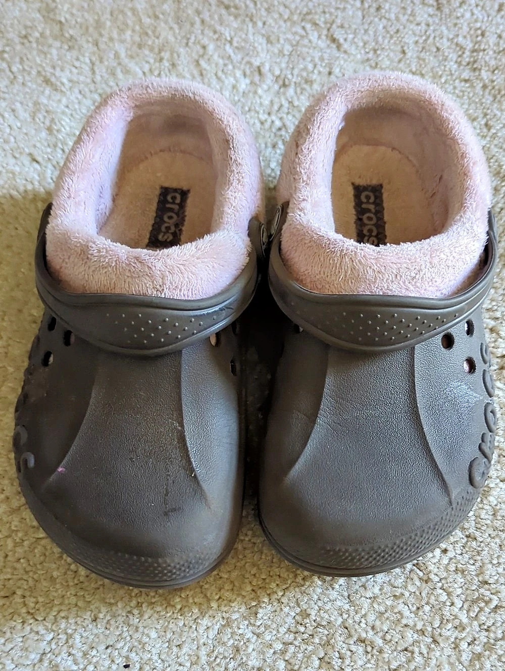 Crocs Kids Size 12 Classic Lined Clog in Gray & Pink